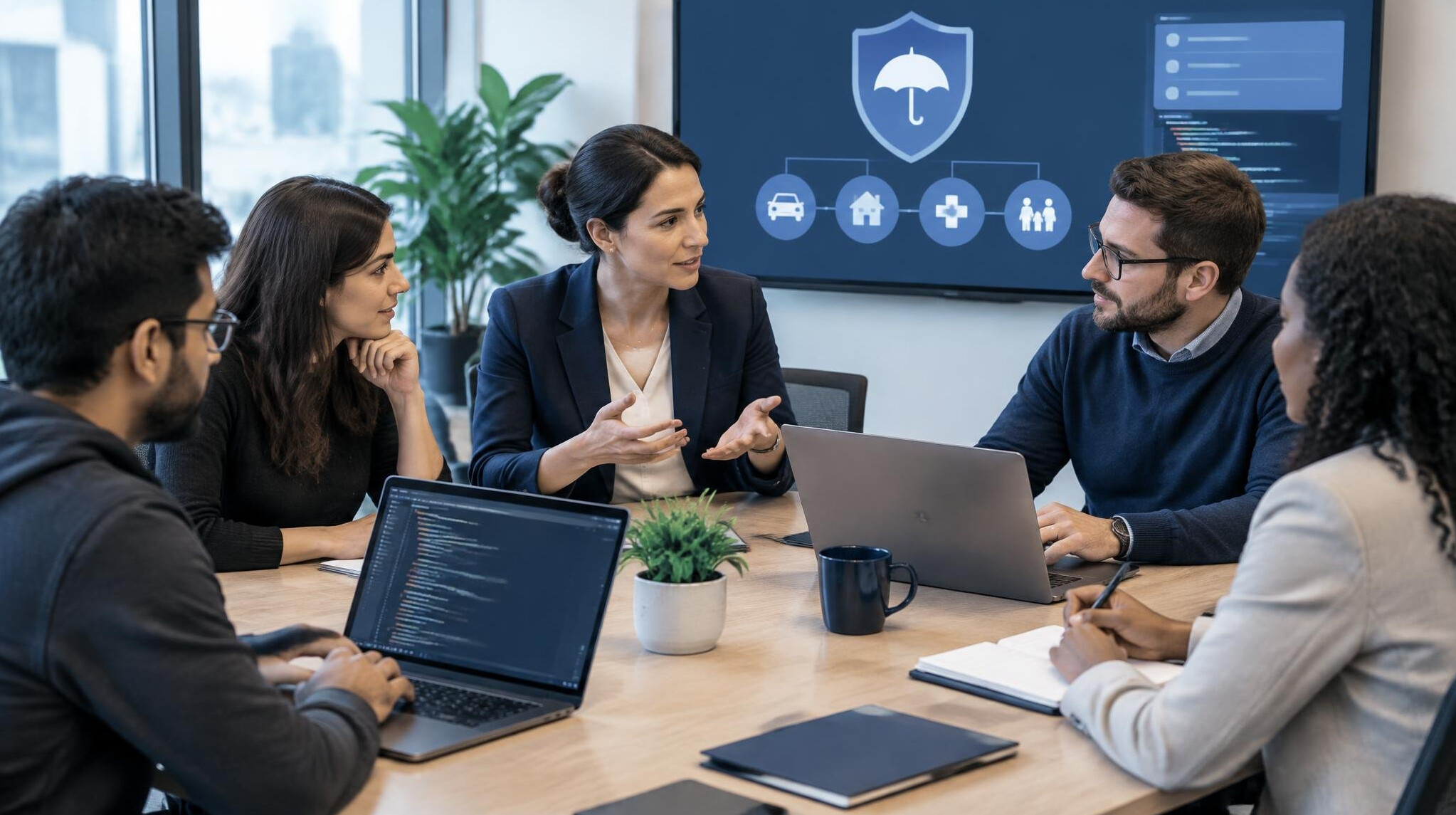 insurance team discussing project